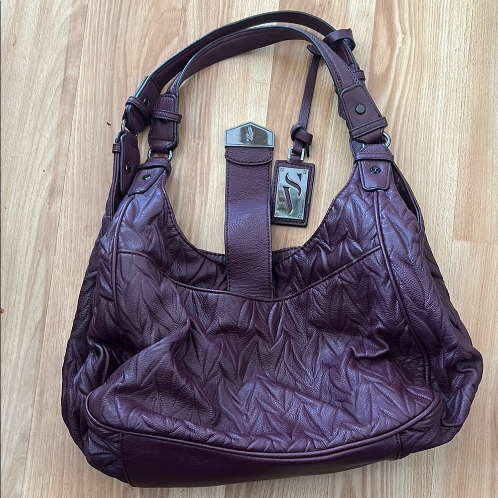 Purple Quilted Shoulder Bag with Metallic Finish